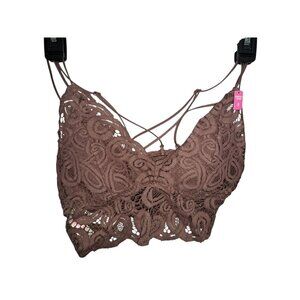 Victorias Secret PINK Lace Bralette Brown Strappy Back Size Small